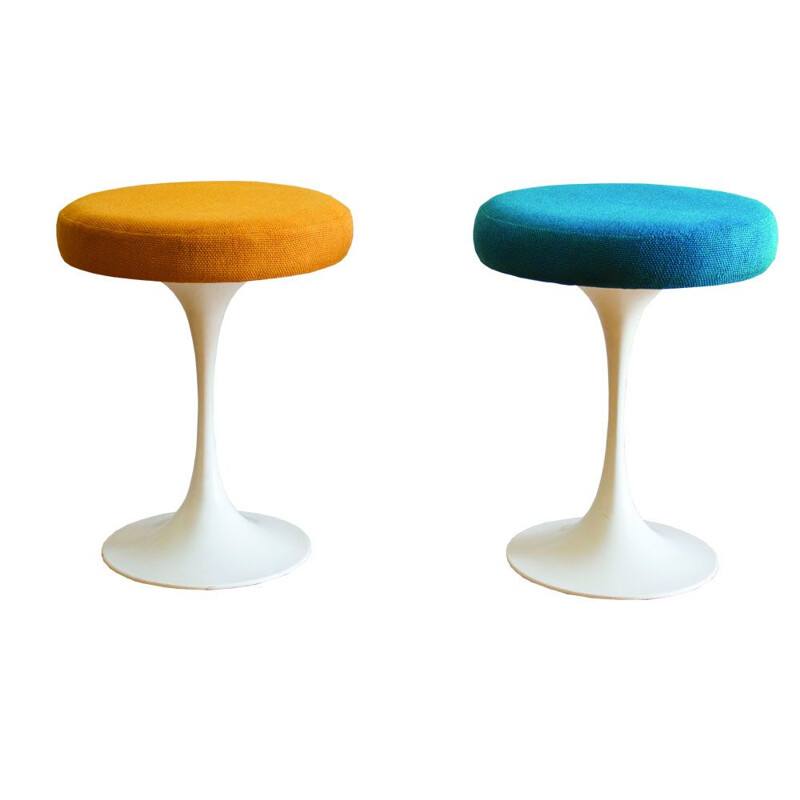 3 Vintage Tulip Side Tables with two-legged stool by Maurice Burke for Arkana 1970