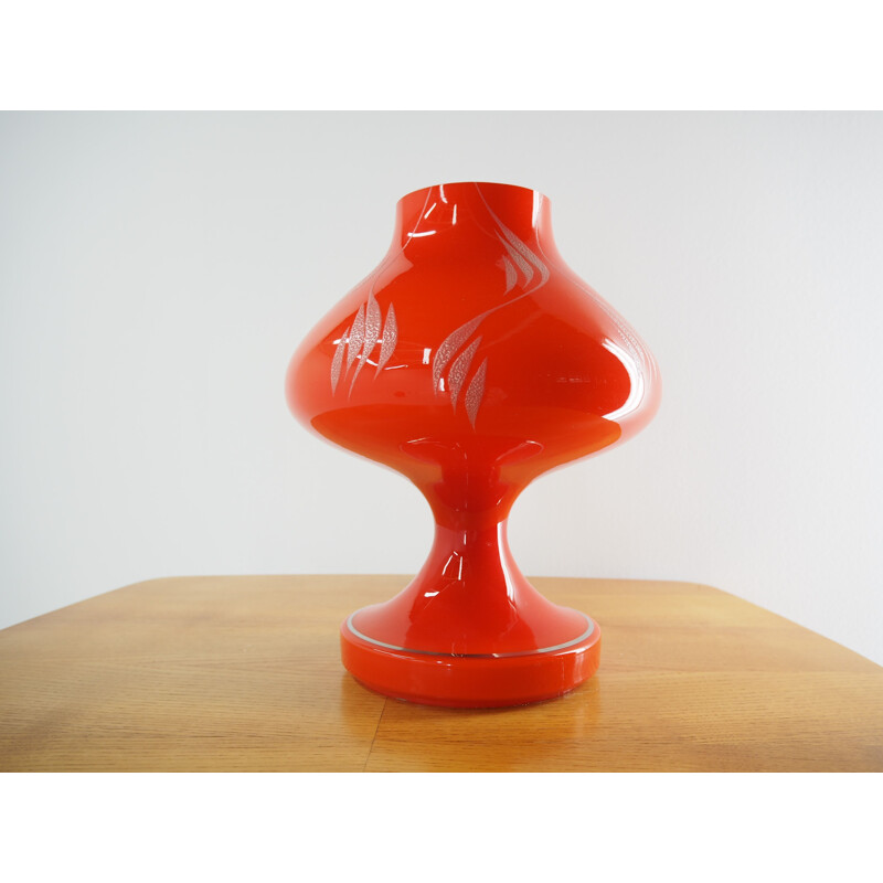 Lámpara de mesa Allglass roja vintage de Stepan Tabera 1970