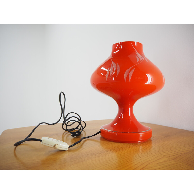 Vintage Red Allglass Table Lamp by Stepan Tabera, 1970s