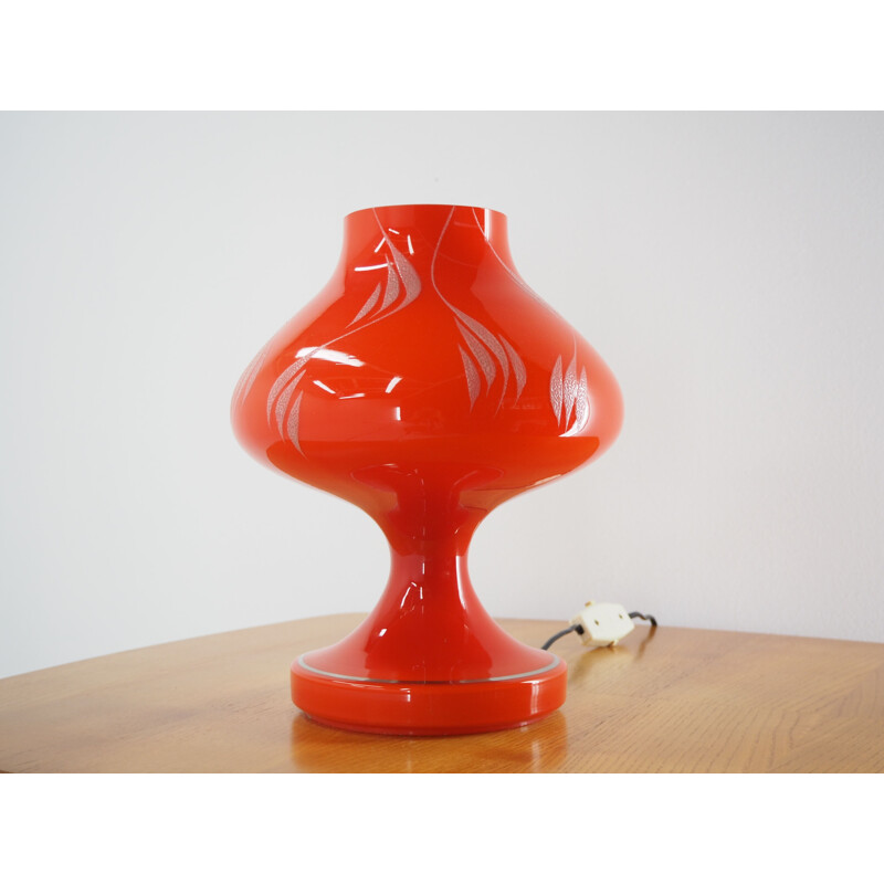 Vintage Red Allglass Table Lamp by Stepan Tabera, 1970s