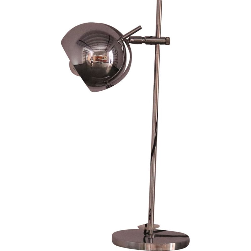 Lampe de bureau ou de table vintage en acier chromé 1970