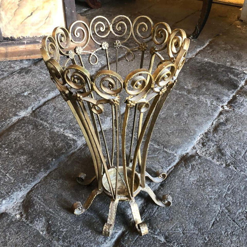 Porte-parapluies vintage en fer doré de Pier Luigi Colli, Italie 1960