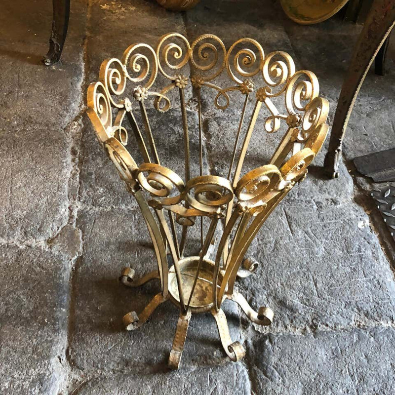 Porte-parapluies vintage en fer doré de Pier Luigi Colli, Italie 1960