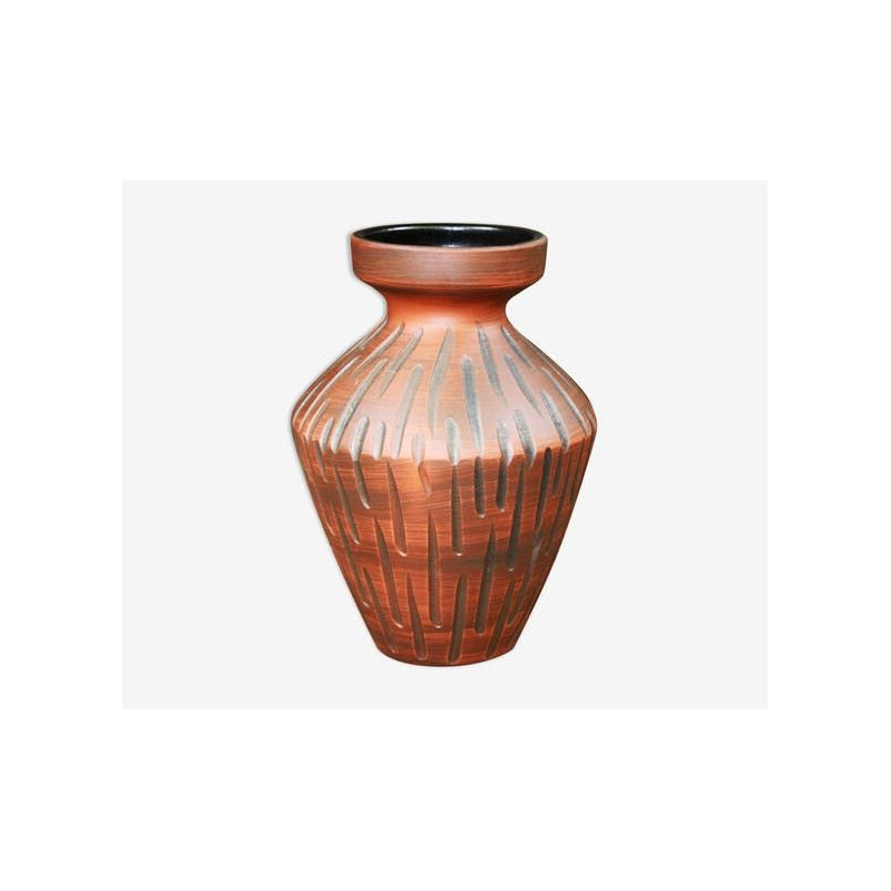Vintage Ilkra Eldelkeramik vase, red clay, 1960