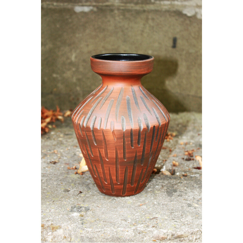 Vintage Ilkra Eldelkeramik vase, red clay, 1960