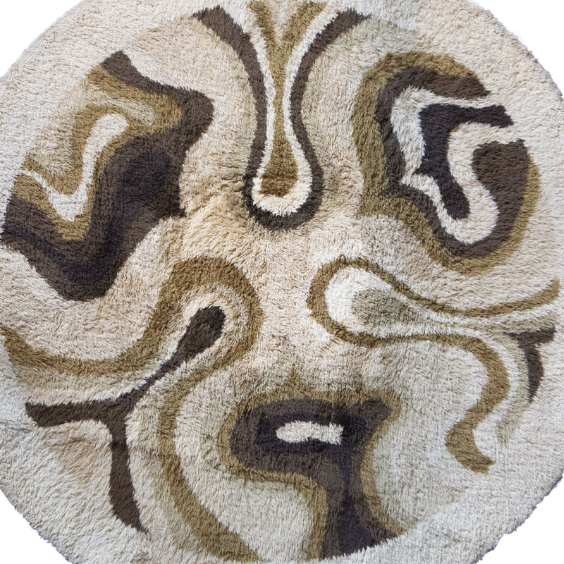 Vintage rug with brown "Amoebe" pattern by Desso