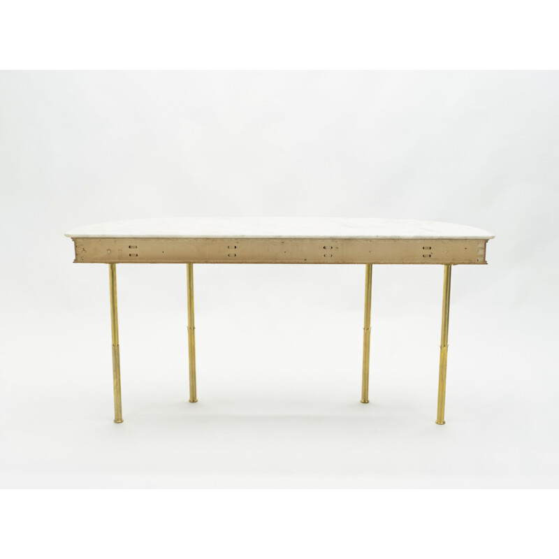 Grande console parchemin laiton marbre par Giuseppe Anzani 1950