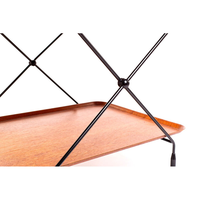 Mid century bar trolley in teak and black steel by Paul Nagel for JIE Gantofta, Swedish 1960