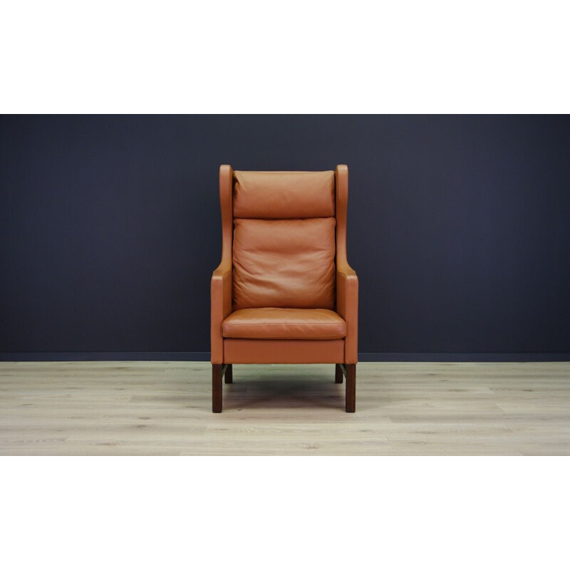 Fauteuil vintage pour Skippers en cuir brun, Danemark 1970