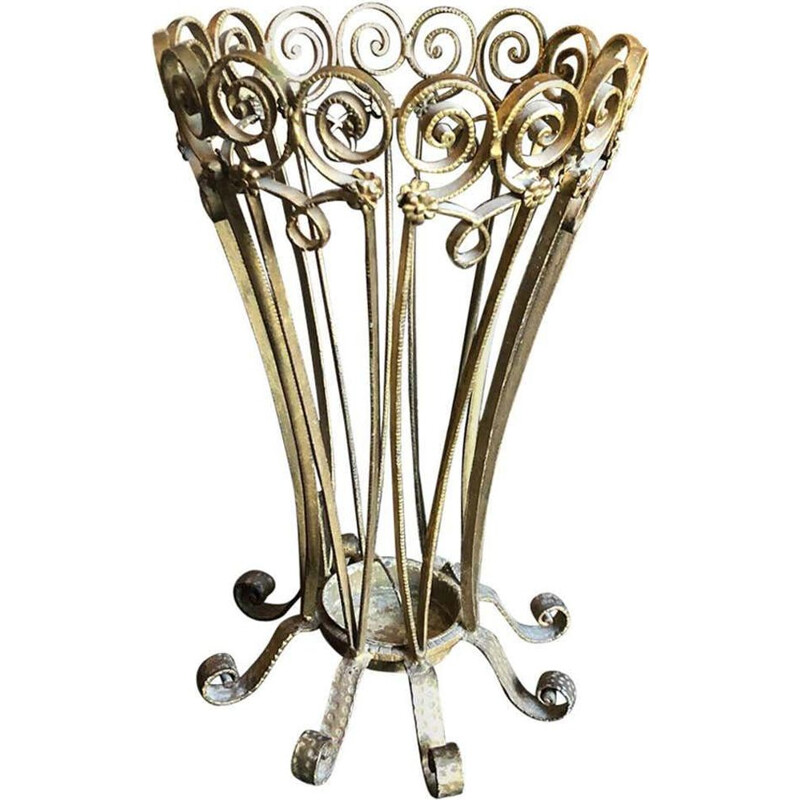 Vintage gilded iron umbrella stand by Pier Luigi Colli, Italy 1960