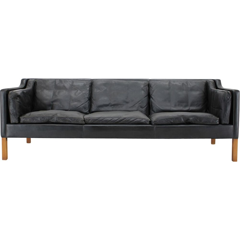 Vintage sofa Model 2213 by Fredericia Stolefabrik in Black Leather 1960s