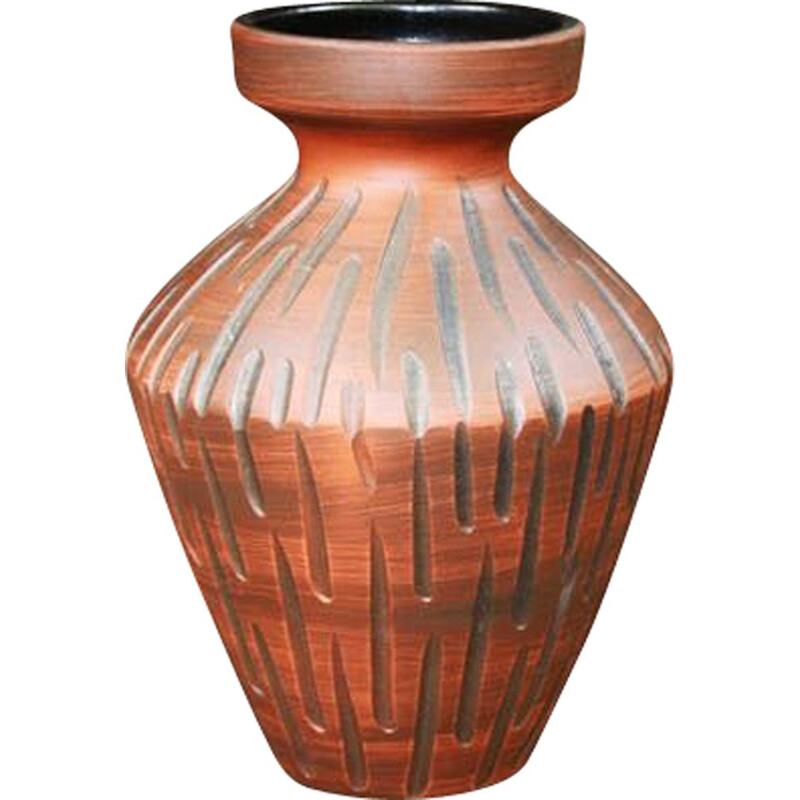 Vaso vintage in argilla rossa, Ilkra Eldelkeramik 1960