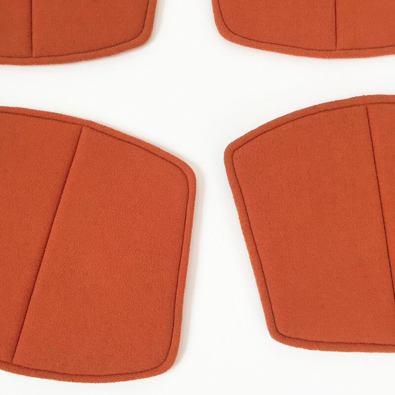 Set of 4 orange seatpads for Knoll International Harry Bertoia "Wire Chair" - 1960s