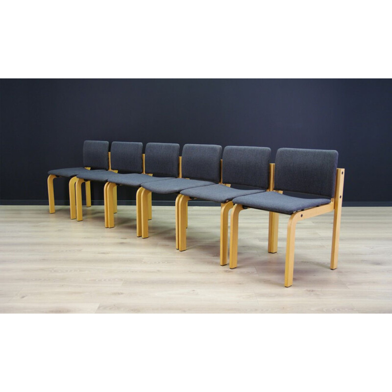 Set of 6 vintage grey chairs by Fritz Hansen 1960s