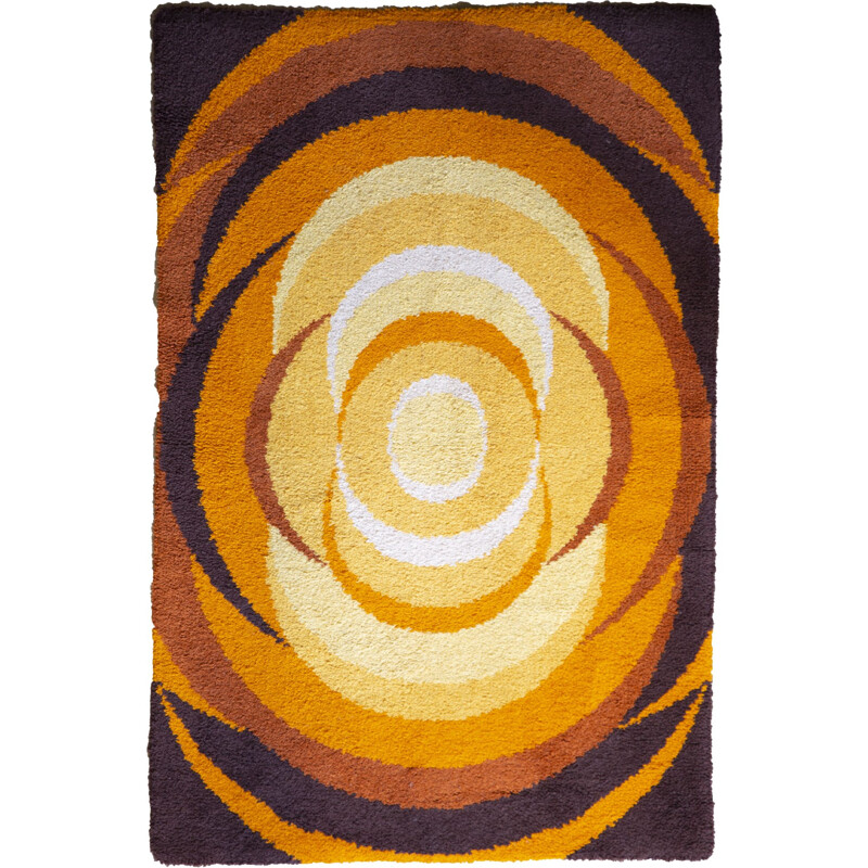 Vintage Space Age Carpet Orange Circles, 1970s