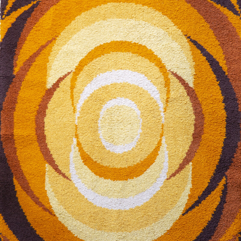 Vintage Space Age Carpet Orange Circles, 1970s
