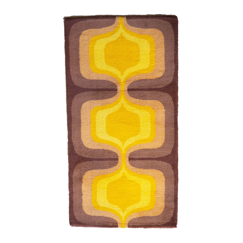 Vintage Orange Brown Concentric carpet 1970s