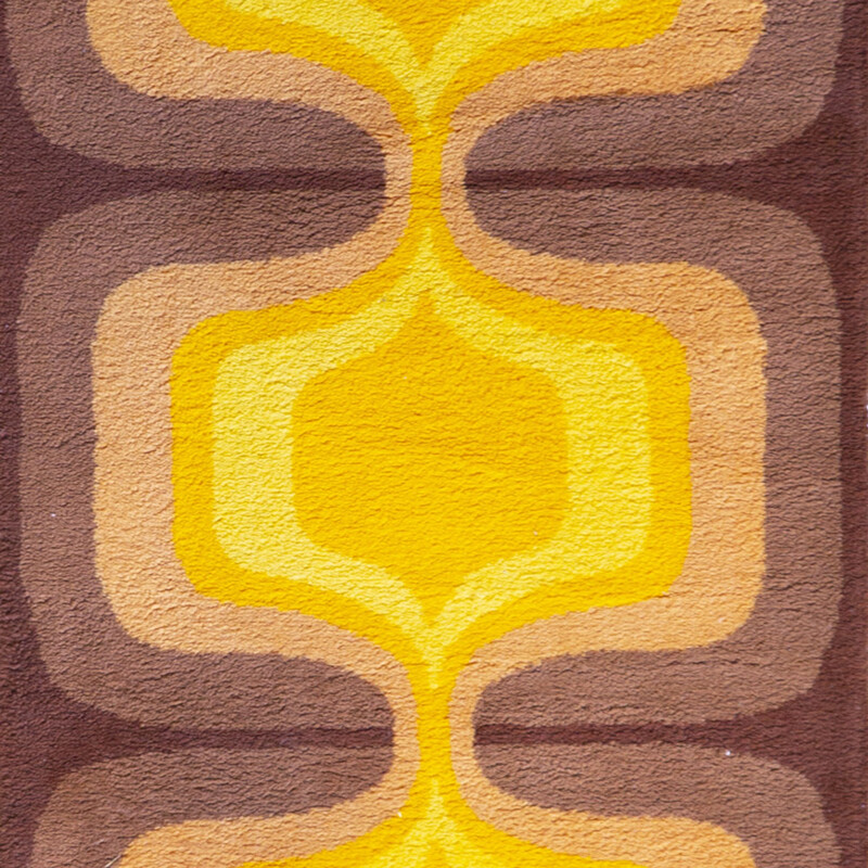 Tapis Vintage Orange marron concentrique 1970