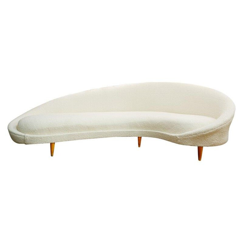 Vintage Federico Munari Curved Lounge Sofa Italy 1955