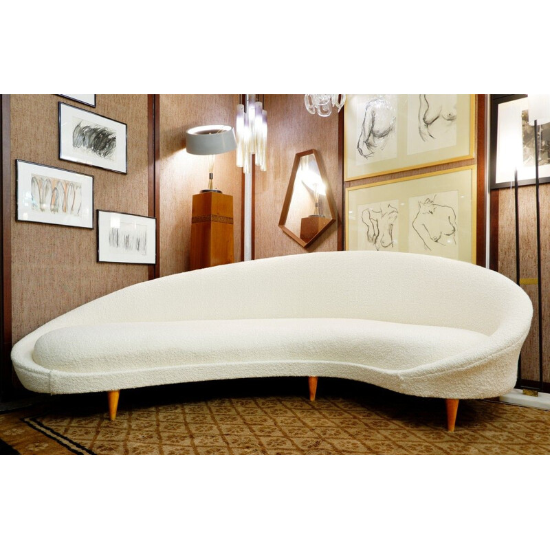Canapé de salon courbé Vintage Federico Munari Italie 1955