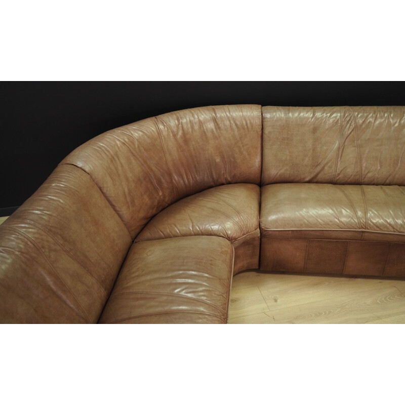 Canapé d'angle vintage en cuir scandinave 1960