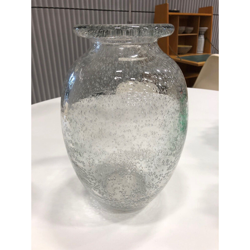 Large vintage bubble vase Daum 1950