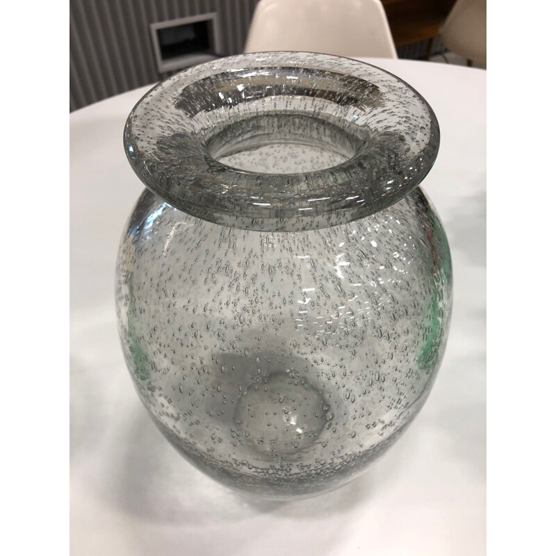 Large vintage bubble vase Daum 1950