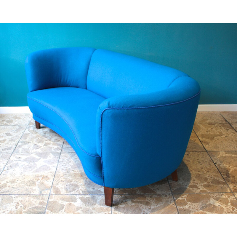 Scandinavian Banana blue sofa - 1940s