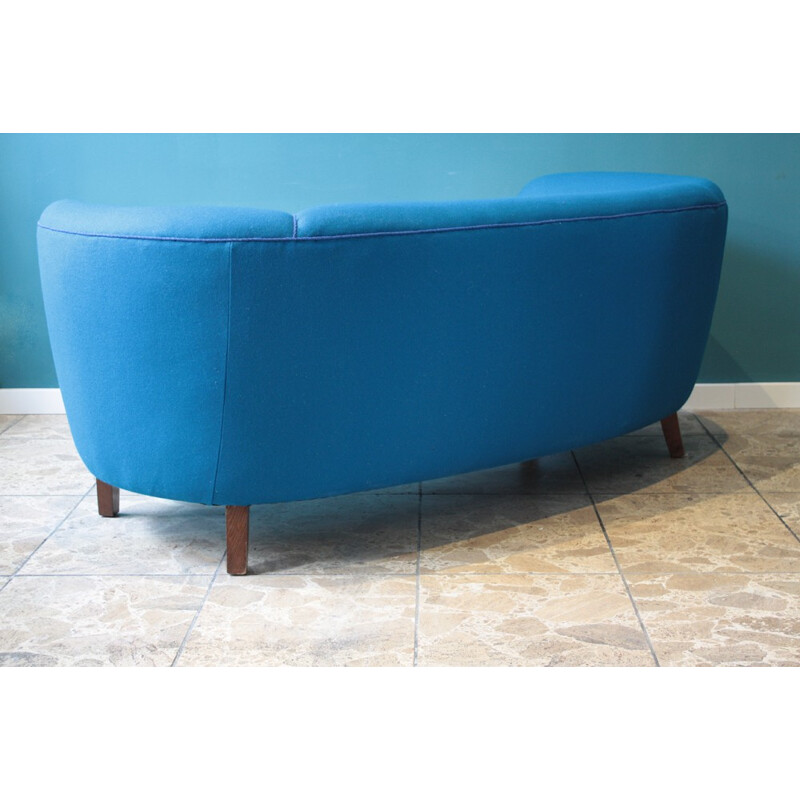 Scandinavian Banana blue sofa - 1940s