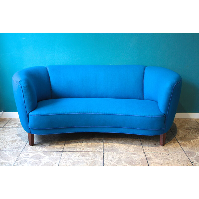 Scandinavian Banana blue sofa - 1940s