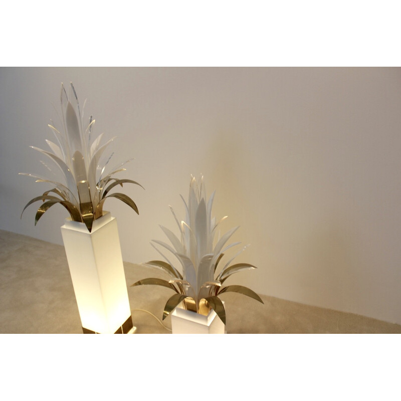 Bergers Design palm tree lamp in acrylic and brass, Peter DOFF - 1970s