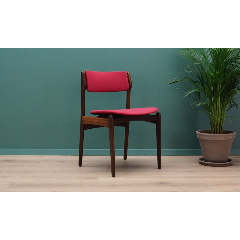 Vintage rosewood and velvet chair by Erik Buch 1960