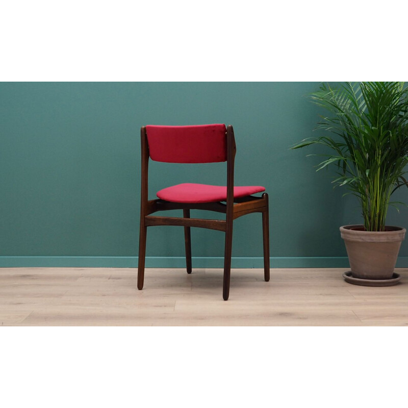 Vintage rosewood and velvet chair by Erik Buch 1960