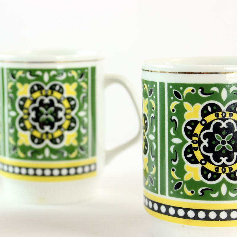 Juego de 4 tazas de porcelana vintage, Checoslovaquia 1960