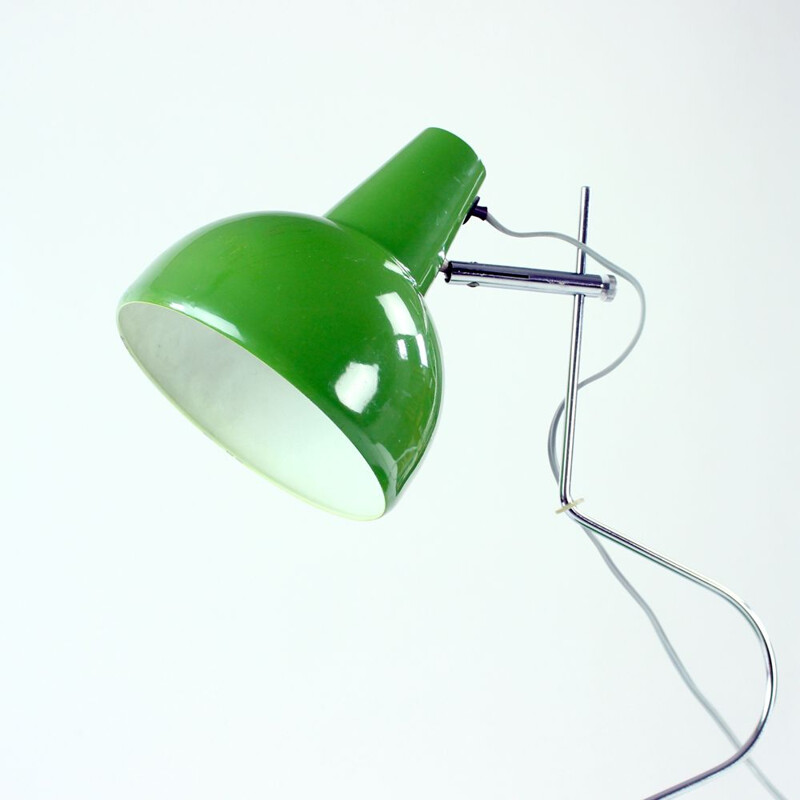 Midcentury Lidokov L193 Table Lamp By Josef Hurka In Green Metal, Czechoslovakia 1960s