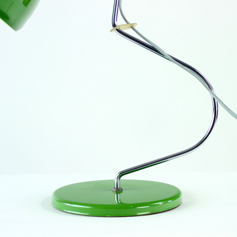 Midcentury Lidokov L193 Table Lamp By Josef Hurka In Green Metal, Czechoslovakia 1960s