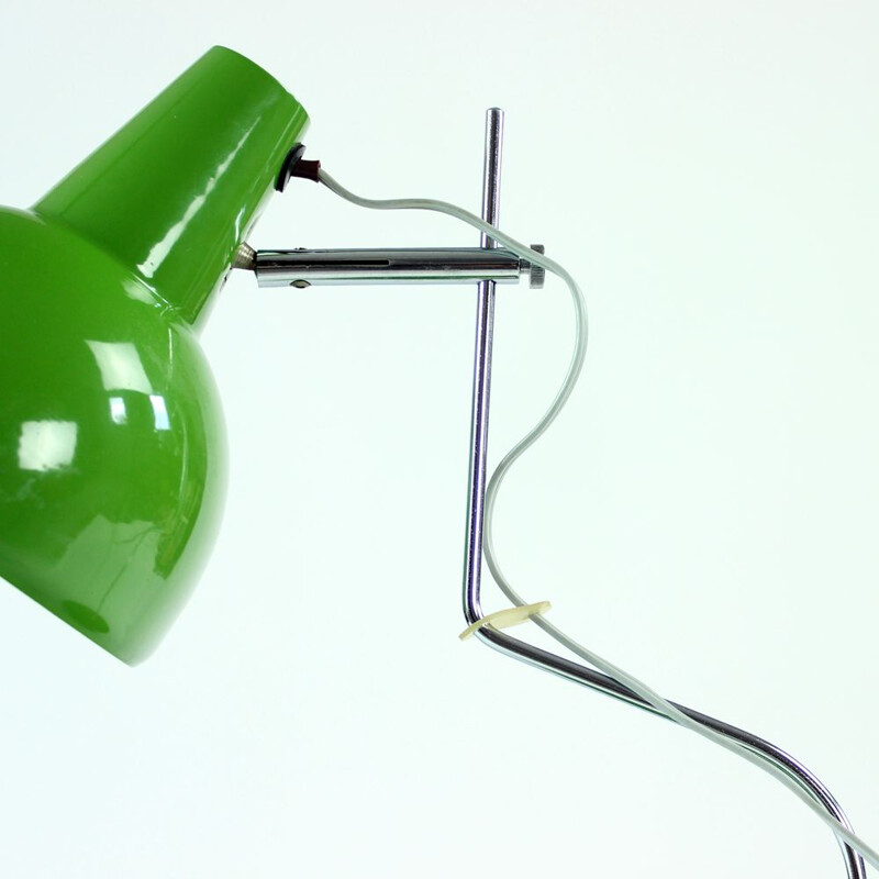 Midcentury Lidokov L193 Table Lamp By Josef Hurka In Green Metal, Czechoslovakia 1960s