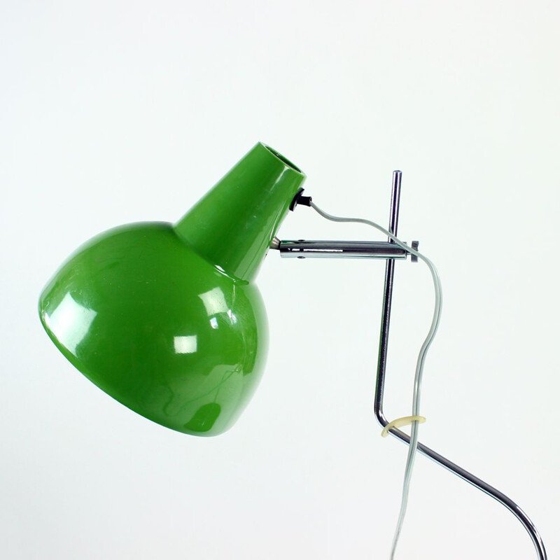 Midcentury Lidokov L193 Table Lamp By Josef Hurka In Green Metal, Czechoslovakia 1960s