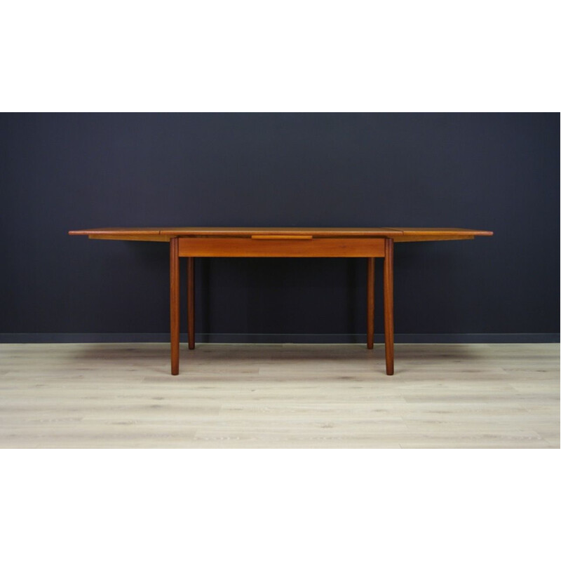 Vintage teak dining table with 2 inserts scandinavian 1960s