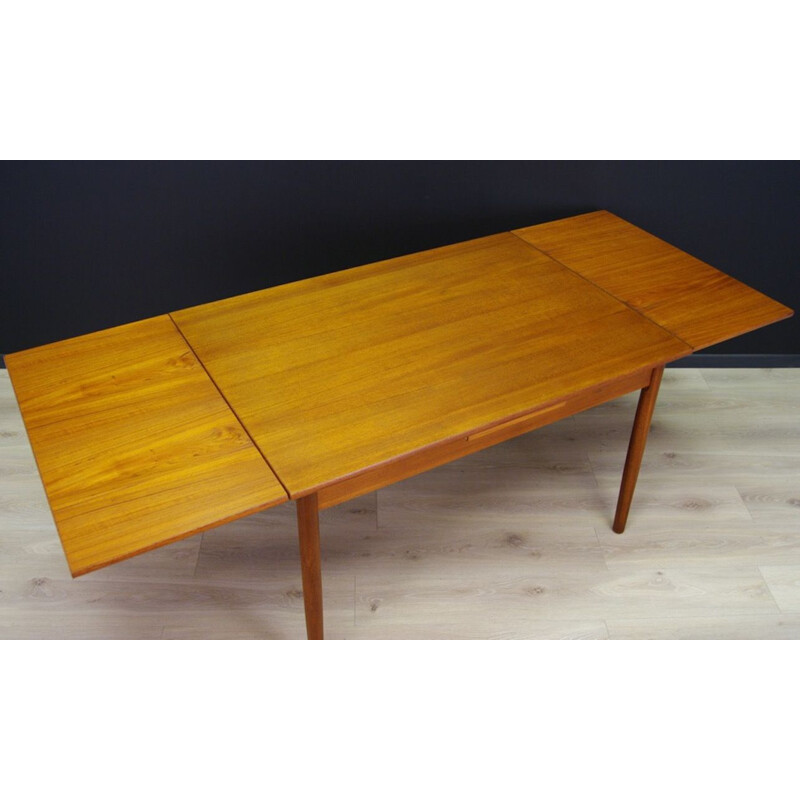 Vintage teak dining table with 2 inserts scandinavian 1960s