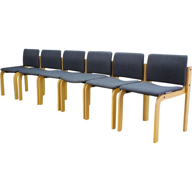 Set van 6 vintage grijze stoelen van Fritz Hansen 1960