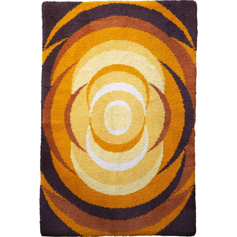 Vintage Space Age Carpet Orange Circles, 1970s