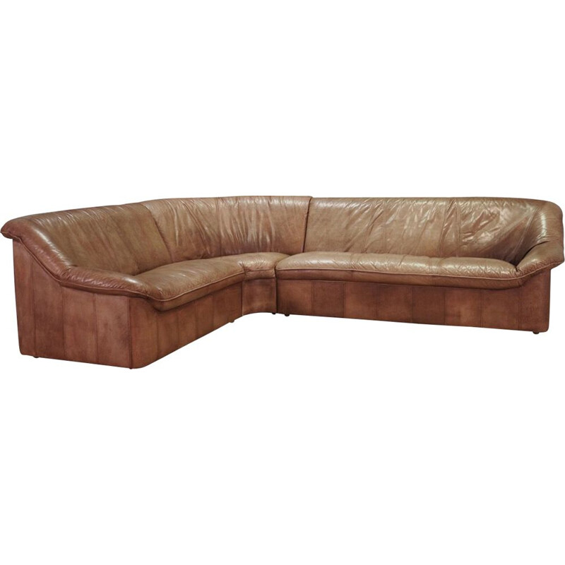 Vintage leather corner sofa,scandinavian 1960	