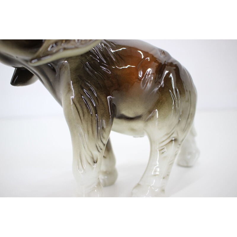 Mid-century porcelain sculpture of elephant from Royal Dux, 1960s
