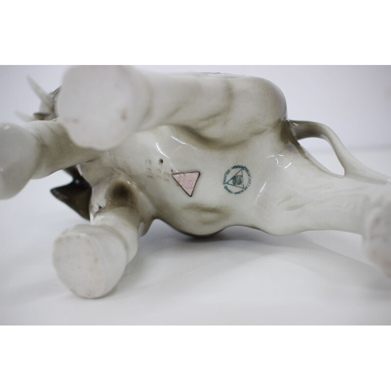 Mid-century porcelain sculpture of elephant from Royal Dux, 1960s