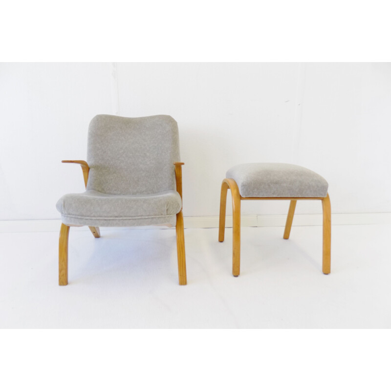 Vintage-Sessel mit Ottoman von Paul Bode Konkav für Deutsche Federholzgesellschaft