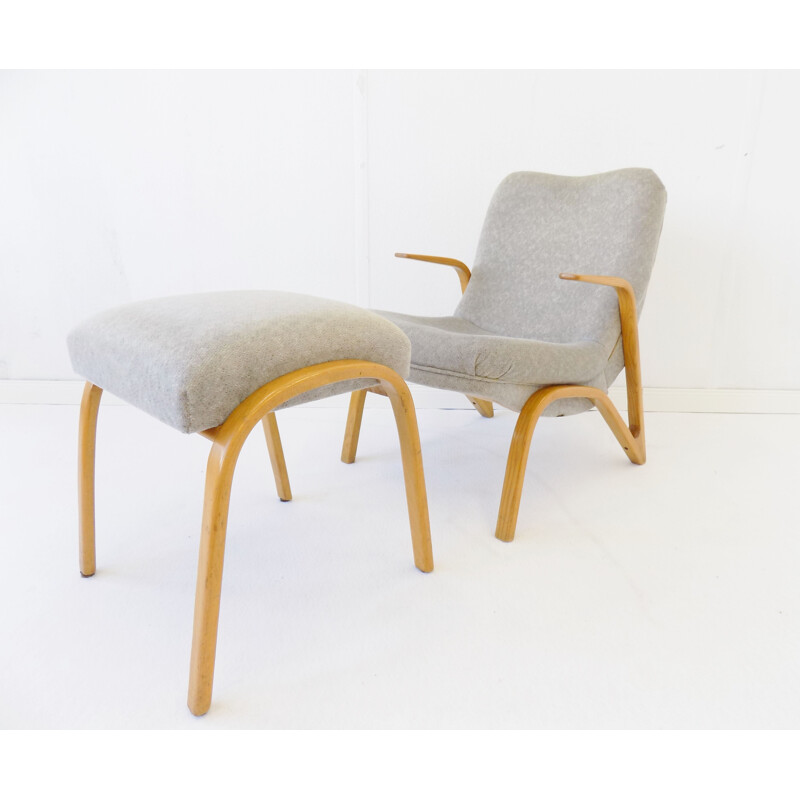 Vintage-Sessel mit Ottoman von Paul Bode Konkav für Deutsche Federholzgesellschaft