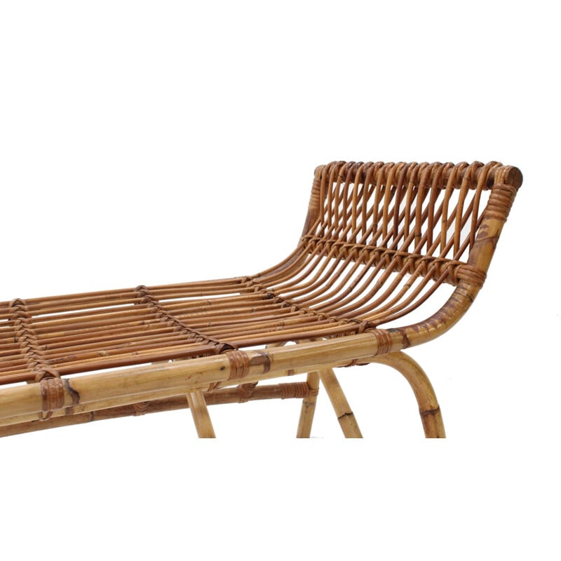 Pair of Mid century Bonacina rattan bench 1950s