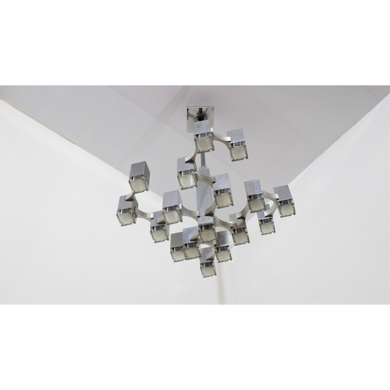 Vintage Cubic chandelier by Gaetano Sciolari Italian 1970s