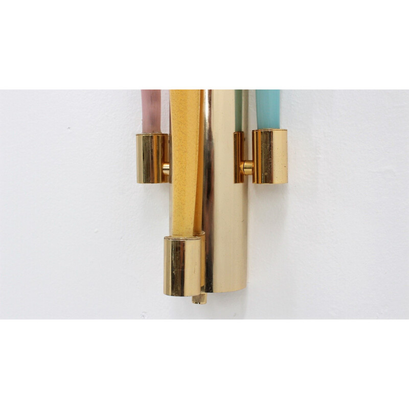 Vintage wall lamp in brass model fuochi d'artificio by Barovier and Toso, 1970